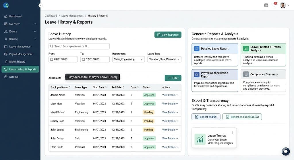 Leave History & Reports
